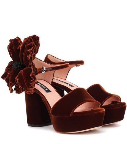 Rochas Velvet Plateau Sandals