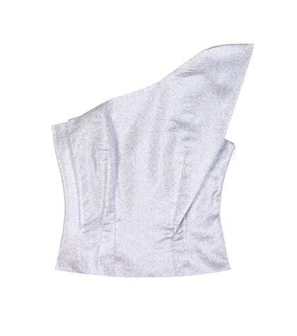 Vika Gazinskaya One-shoulder Metallic Cropped Top