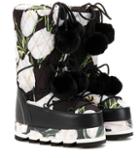 Dolce & Gabbana Floral-printed Platform Boots With Fur