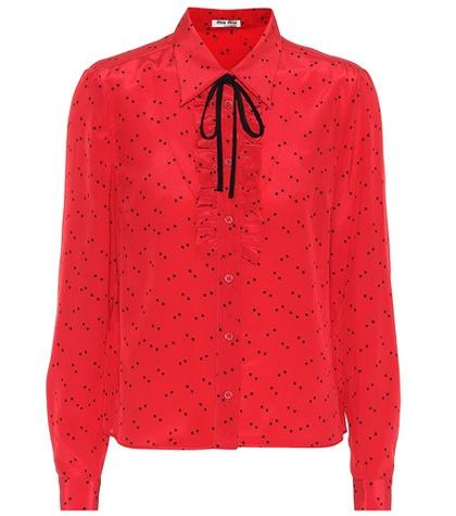 Miu Miu Polka-dot Silk Blouse