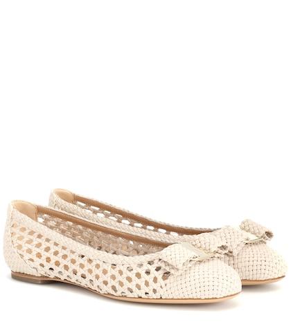 Salvatore Ferragamo Varina Woven Leather Ballet Flats