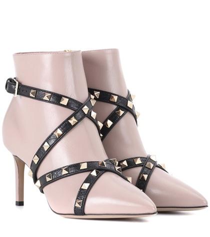 Valentino Valentino Garavani Studwrap Leather Ankle Boots