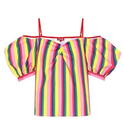 Brunello Cucinelli Ruby Striped Stretch Cotton Top
