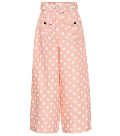 Jimmy Choo Corsage Safari Polka-dot Linen Pants