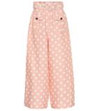 Jimmy Choo Corsage Safari Polka-dot Linen Pants