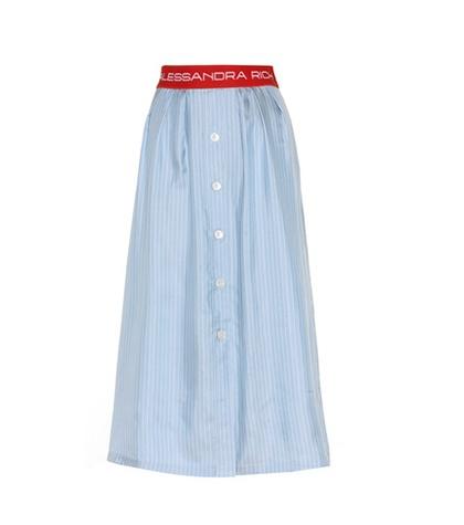 Brunello Cucinelli Celeste Stripe Twill Skirt