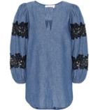 See By Chlo Lace-trimmed Chambray Top