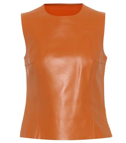 Acne Studios Leather And Ribbed-knit Top