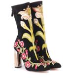 Alexander Mcqueen Embroidered Suede Ankle Boots
