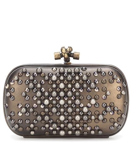Jimmy Choo Embellished Knot Leather Clutch
