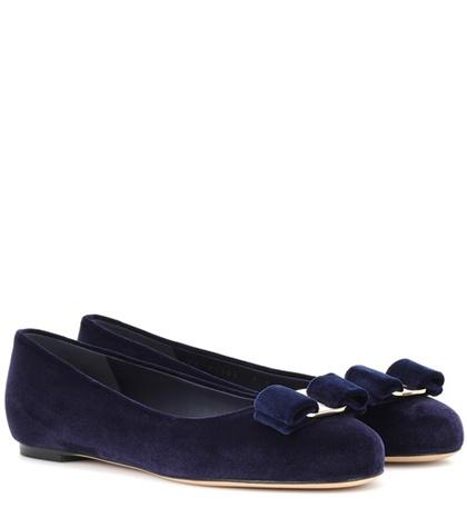 Salvatore Ferragamo Varina Velvet Ballet Flats