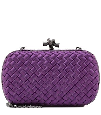 Jimmy Choo Knot Snakeskin-trimmed Satin Clutch