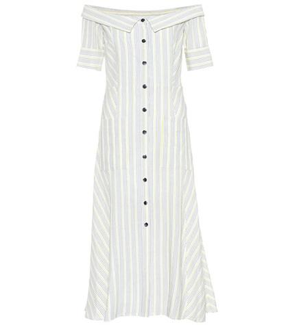 Veronica Beard Striped Off-the-shoulder Dress