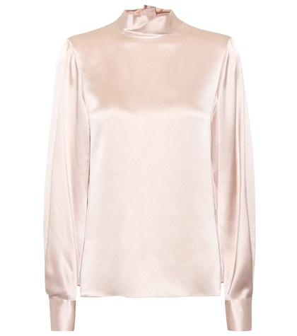 Vince Silk Satin Mock-neck Top