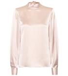 Vince Silk Satin Mock-neck Top