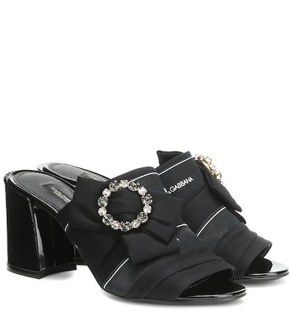 Dolce & Gabbana Charmeuse Leather-trimmed Sandals