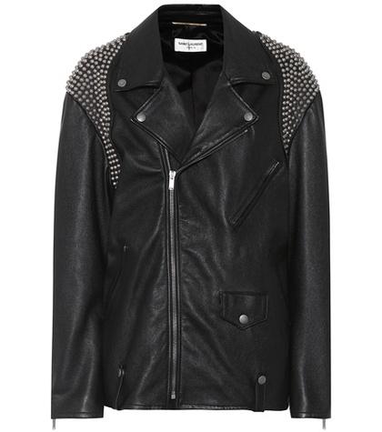 Saint Laurent Embellished Leather Biker Jacket