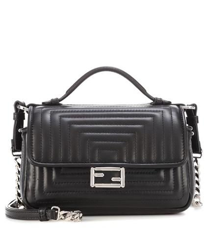 Mother Double Micro Baguette Leather Shoulder Bag