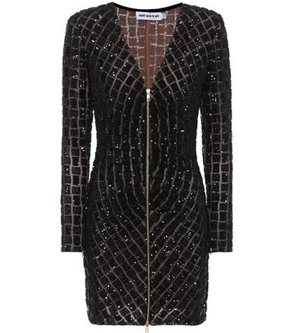 Self-portrait Sequin-embellished Minidress