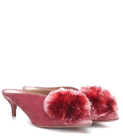 Aquazzura Powder Puff Velvet Mules