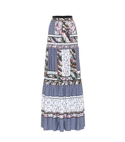 Erdem Sigrid Cotton Patchwork Maxi Skirt