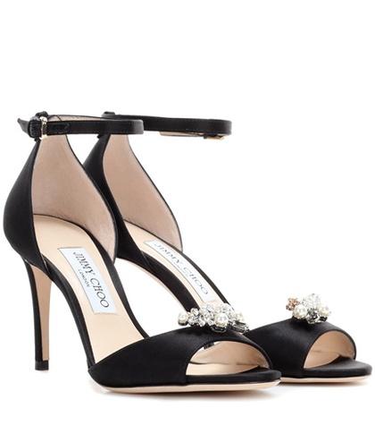 Jimmy Choo Tori 85 Satin Sandals With Crystal-embellished Clips