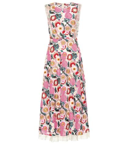 Redvalentino Tulle-trimmed Floral Midi Dress