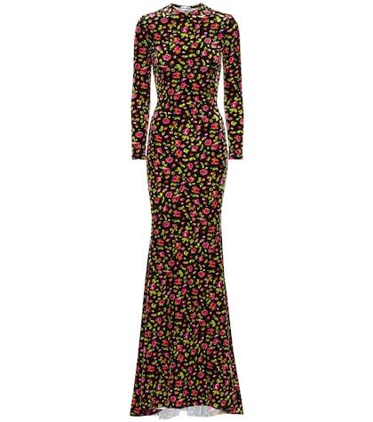 Balenciaga Floral Velvet Maxi Dress