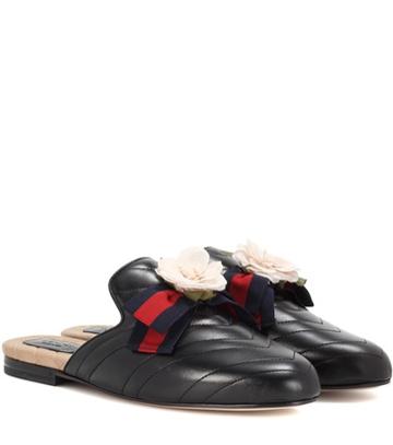 Gucci Princetown Embellished Leather Slippers