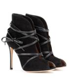 Mother Suede Open-toe Ankle Boots