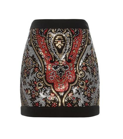 Balmain Crystal-embellished Cotton Miniskirt