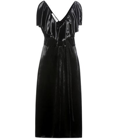 Valentino Ruffled Velvet Midi Dress