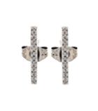 Sydney Evan Medium Bar Black Gold Earrings With Black Diamonds