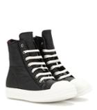 Rick Owens Leather And Shearling High-top Sneakers