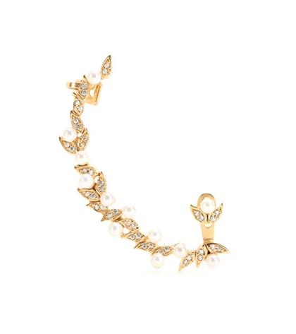 Joanna Laura Constantine Gold-plated Ear Cuff With Pearls And Swarovski Crystals