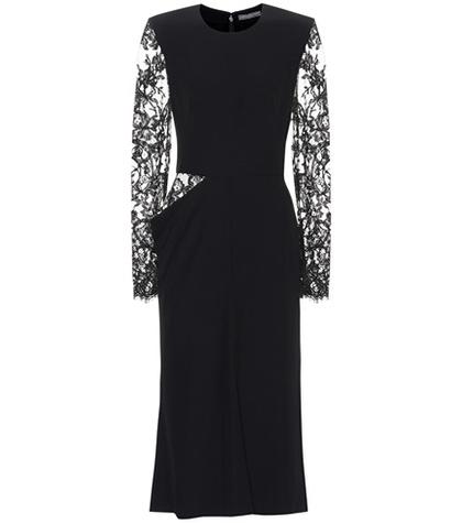 Alexander Mcqueen Crêpe Midi Dress With Lace
