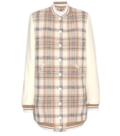 Chlo Wool-blend Bomber Jacket With Leather Sleeves