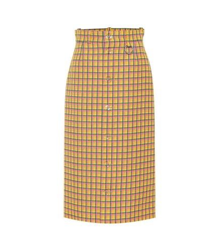 Balenciaga Checked Wool Midi Skirt