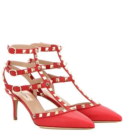 Stella Mccartney Valentino Garavani Rockstud Leather Kitten-heel Pumps