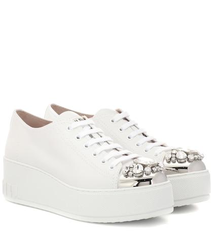 Little Marc Jacobs Embellished Leather Sneakers