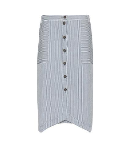 Jil Sander Navy Striped Cotton Skirt