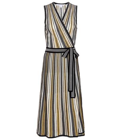 Diane Von Furstenberg Cadenza Metallic Knitted Wrap Dress