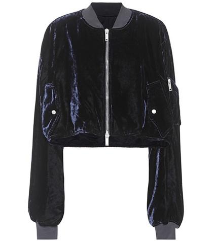 Unravel Cropped Velvet Bomber Jacket