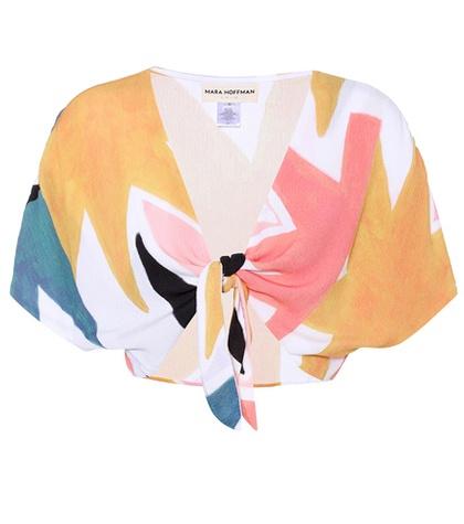 Olympia Le-tan Tie Front Crop Top