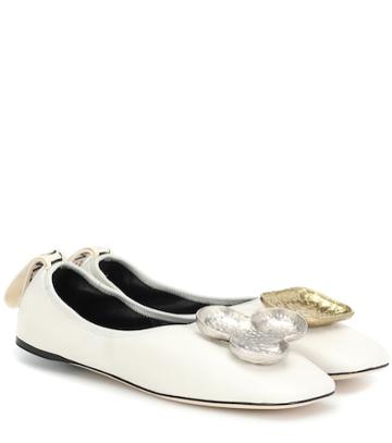 Loewe Shamrock Leather Ballet Flats