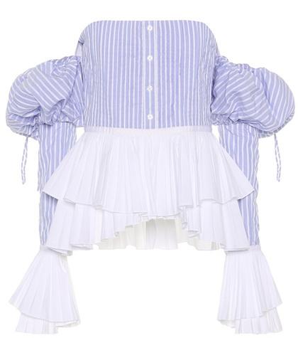 Chlo Striped Cotton Off-the-shoulder Top