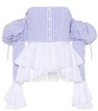 Chlo Striped Cotton Off-the-shoulder Top