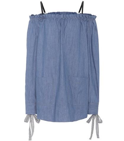 Miu Miu Denim Off-the-shoulder Dress