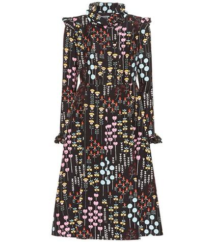 Valentino Wool And Silk Floral-printed Dress