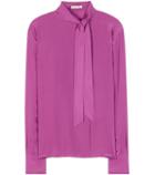 Oscar De La Renta Pussy Bow Silk Georgette Blouse